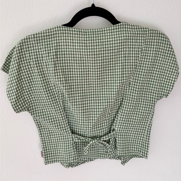 Vintage Esprit Green Checkered Blouse with hand painted buttons size XSmall - Picture 13 of 15